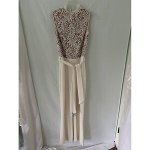 Misha Collection Ivory Lace Wide Leg Jumpsuit Mock Neck Sleeveless White Size 8